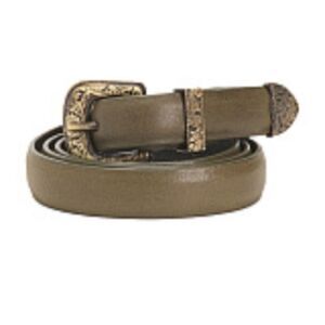 Genicci Olive Leather Belt Western Boho Texas Buckle Rustic Cottagecore